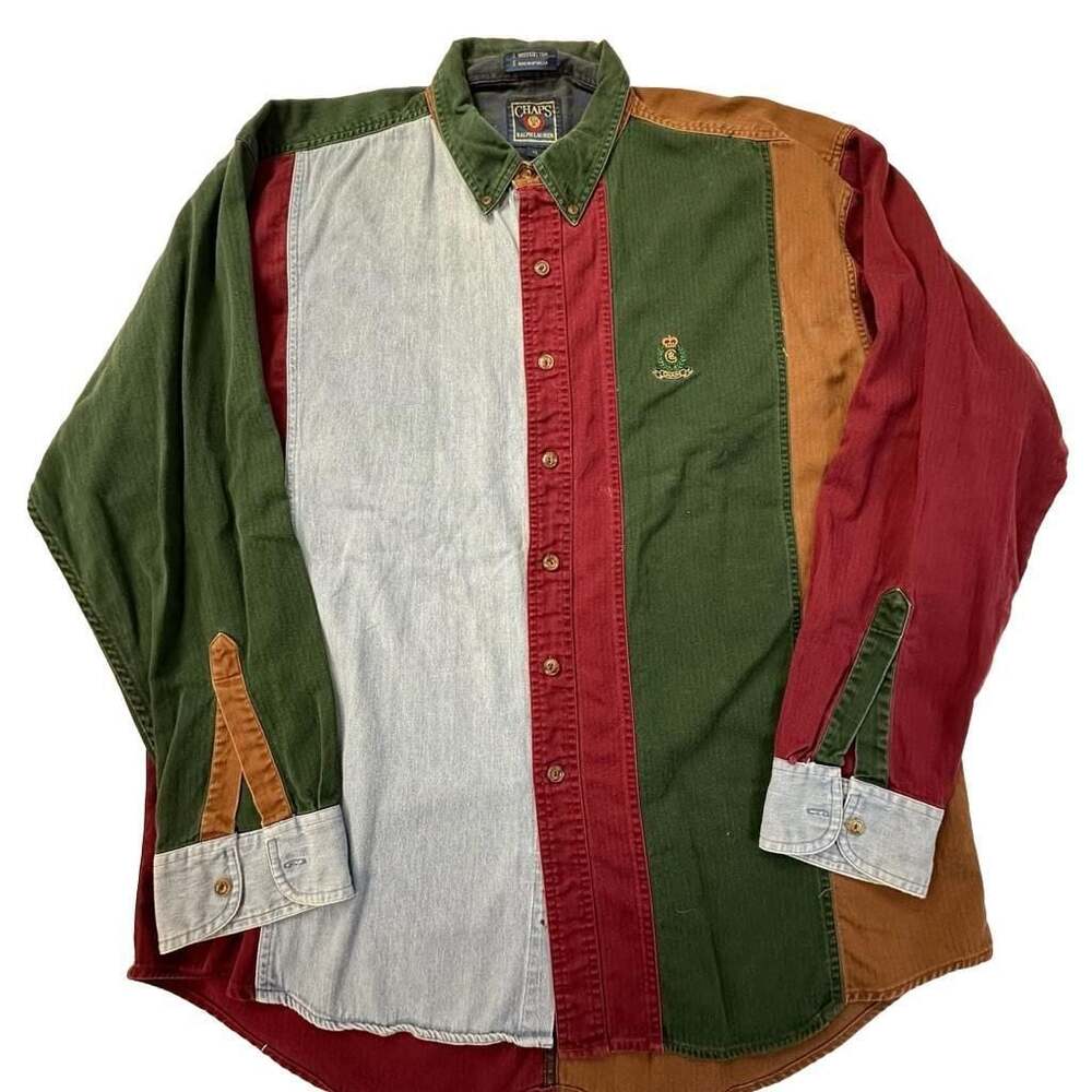 Vintage Chaps Ralph Lauren Colorblock Long Sleeve Button Down Shirt XL